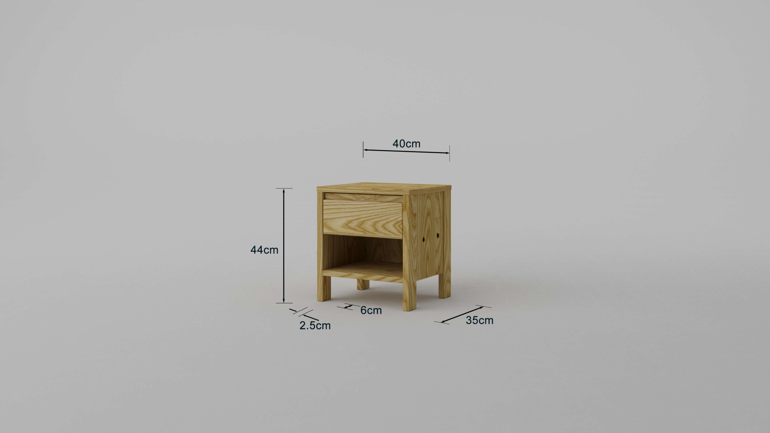 1 fiókos éjjeliszekrény méretezés